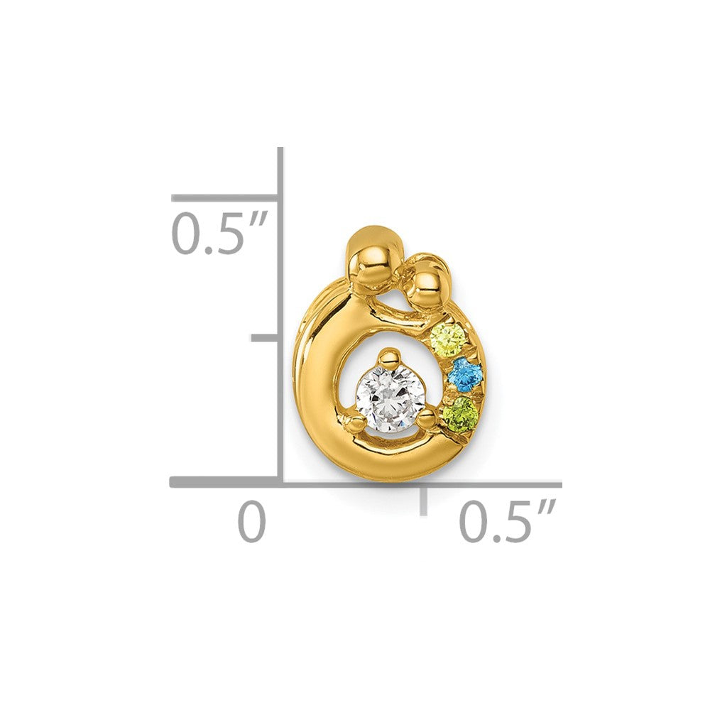 14K Yellow Gold 3 Synthetic Birthstone and Dia. Mother/child Chain Slide