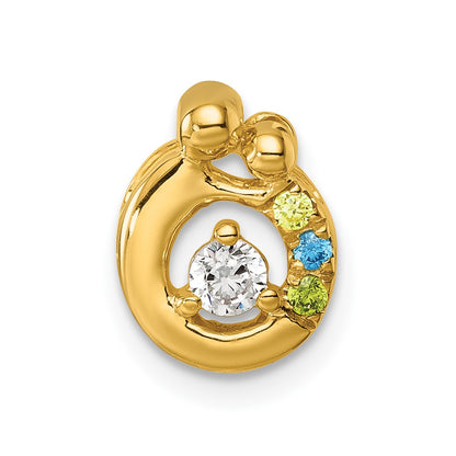 14K Yellow Gold 3 Synthetic Birthstone and Dia. Mother/child Chain Slide