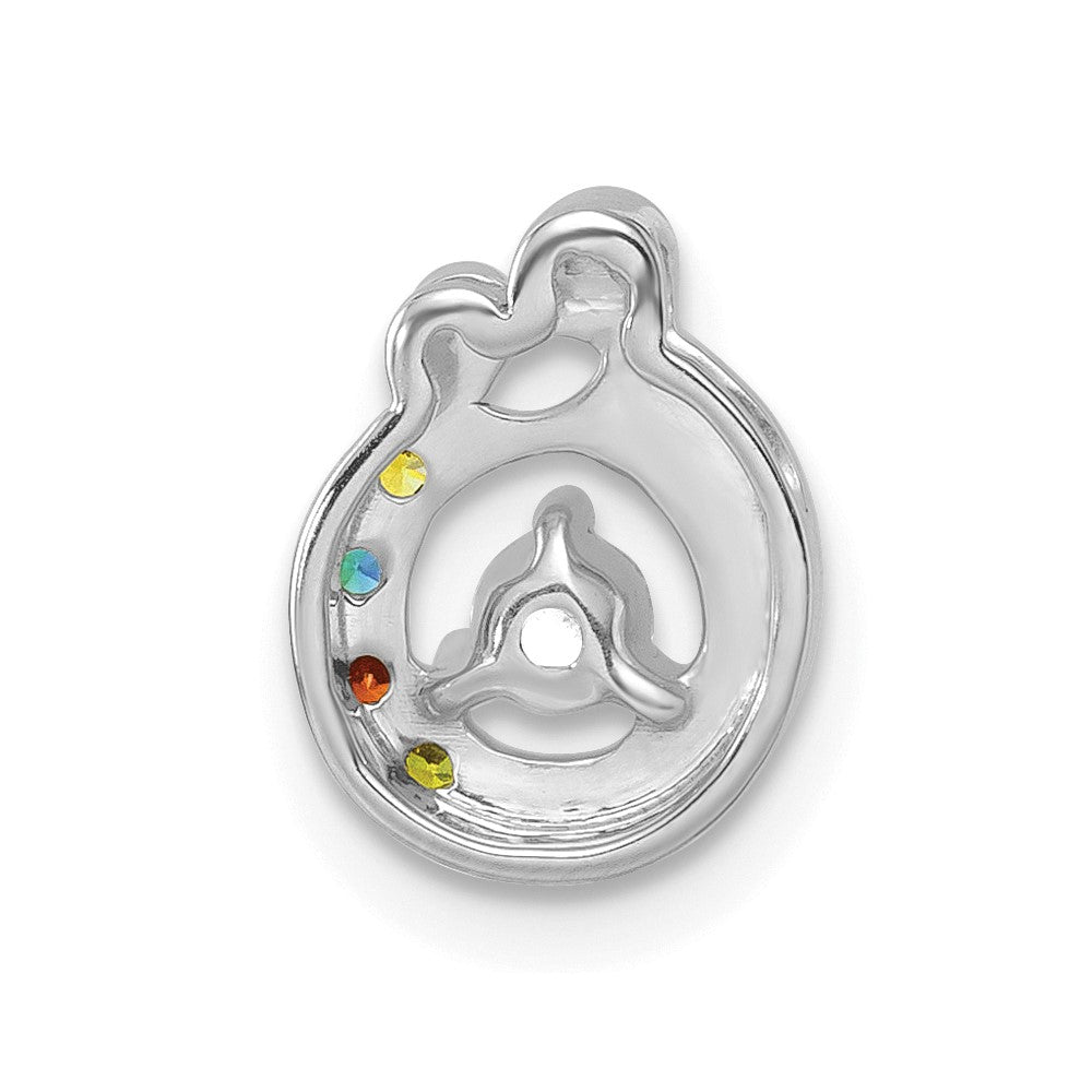 14K White Gold Wg 4 Genuine Birthstone and Dia. Mother/child Chain Slide