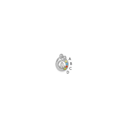 14K White Gold Wg 4 Birthstone and Dia Mother/child Chain Slide Semi-Mount