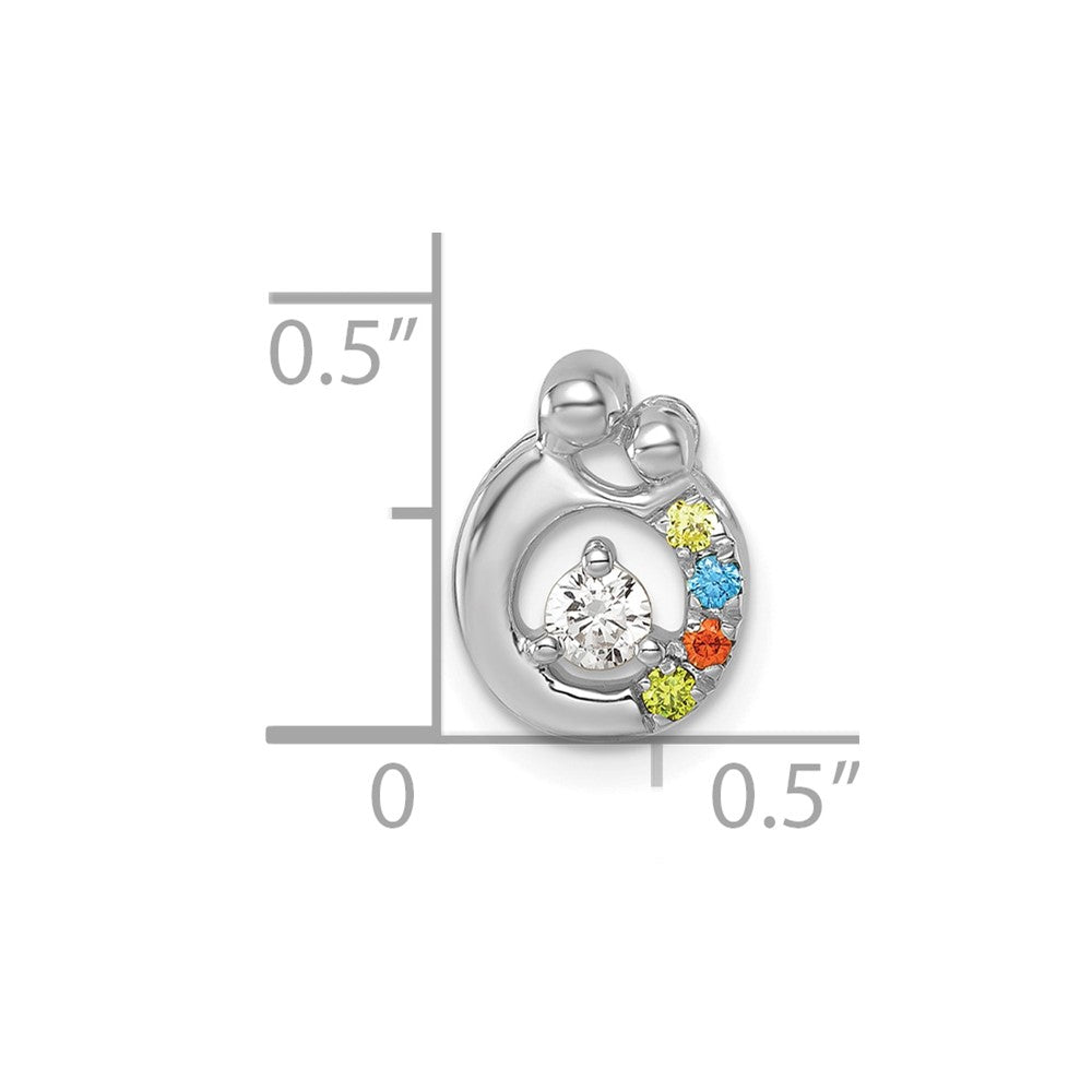 14K White Gold Wg 4 Genuine Birthstone and Dia. Mother/child Chain Slide