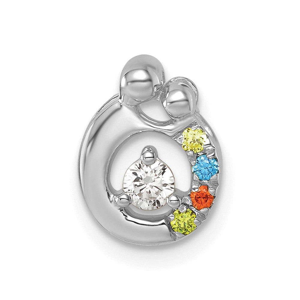 14K White Gold Wg 4 Birthstone and Dia Mother/child Chain Slide Semi-Mount