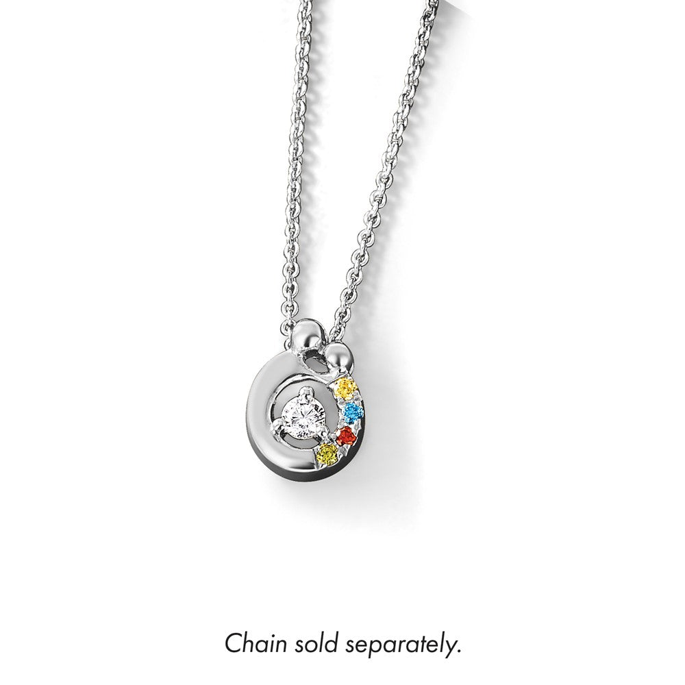 14K White Gold Wg 4 Birthstone and Dia Mother/child Chain Slide Semi-Mount
