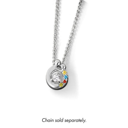 14K White Gold Wg 4 Birthstone and Dia Mother/child Chain Slide Semi-Mount