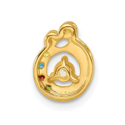 14K Yellow Gold 4 Synthetic Birthstone and Dia. Mother/child Chain Slide