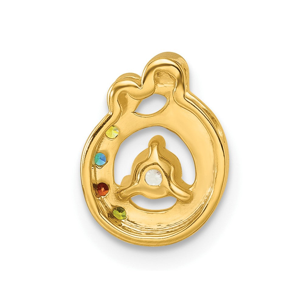 14K Yellow Gold 4 Genuine Birthstone and Dia. Mother/child Chain Slide