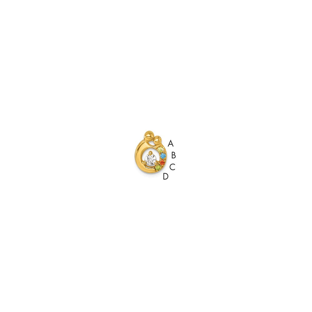 14K Yellow Gold 4 Birthstone and Dia Mother/child Chain Slide Semi-Mount