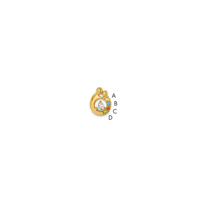 14K Yellow Gold 4 Synthetic Birthstone and Dia. Mother/child Chain Slide