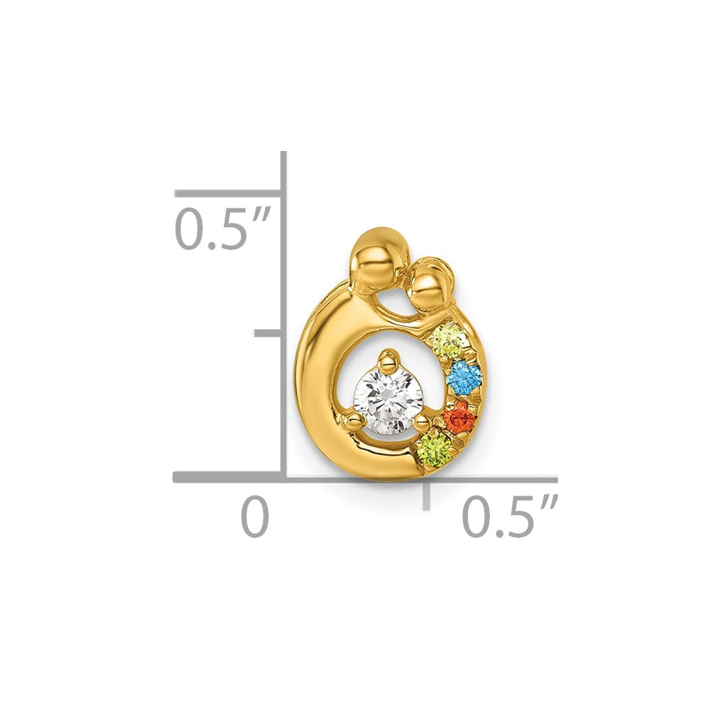 14K Yellow Gold 4 Birthstone and Dia Mother/child Chain Slide Semi-Mount
