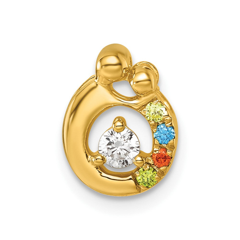 14K Yellow Gold 4 Birthstone and Dia Mother/child Chain Slide Semi-Mount
