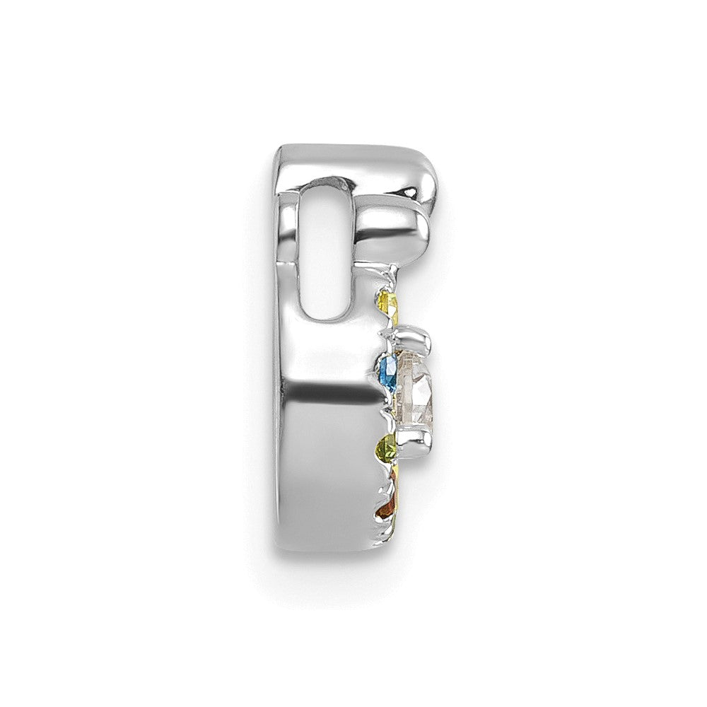 14K White Gold Wg 5 Genuine Birthstone and Dia. Mother/child Chain Slide