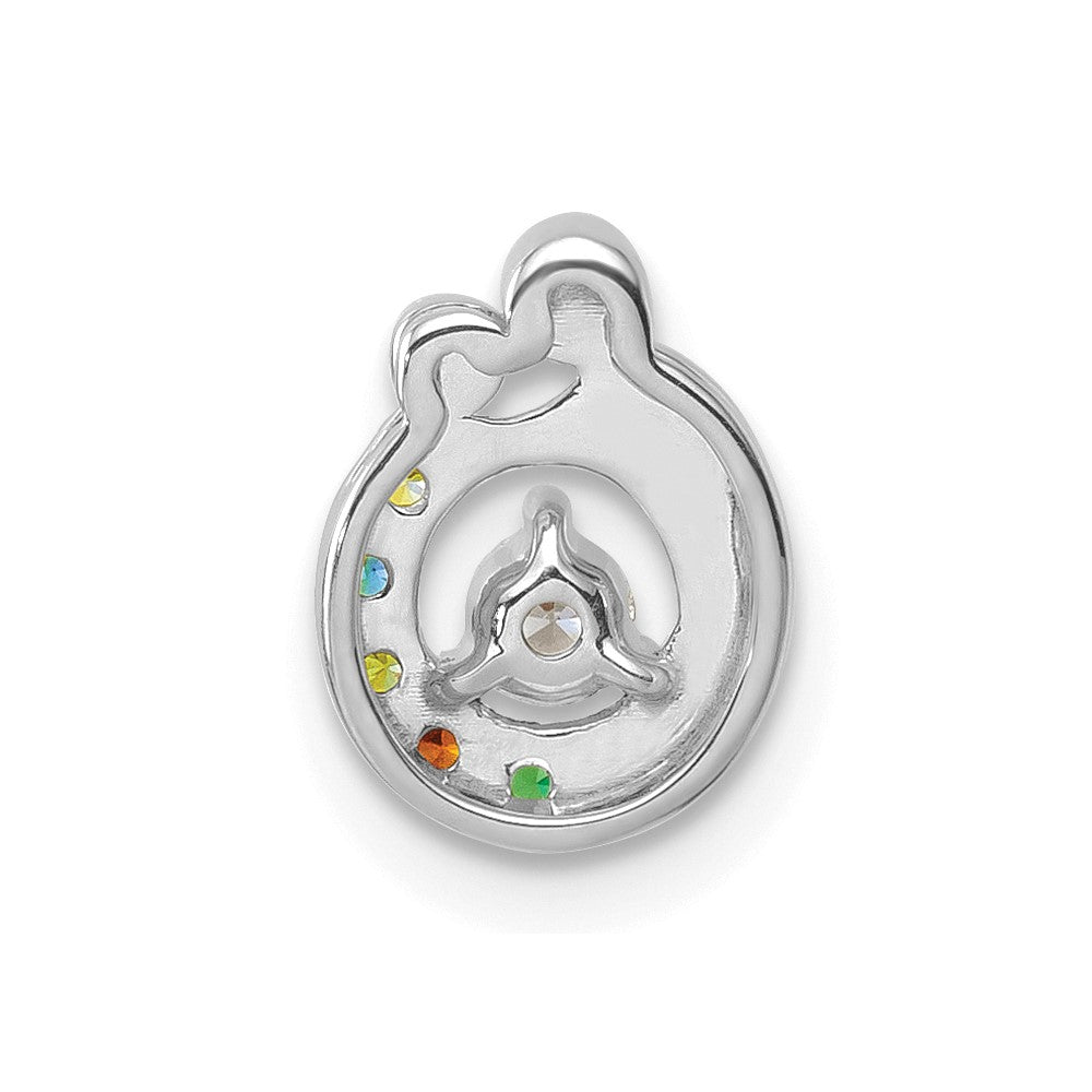 14K White Gold Wg 5 Synthetic Birthstone and Dia. Mother/child Chain Slide
