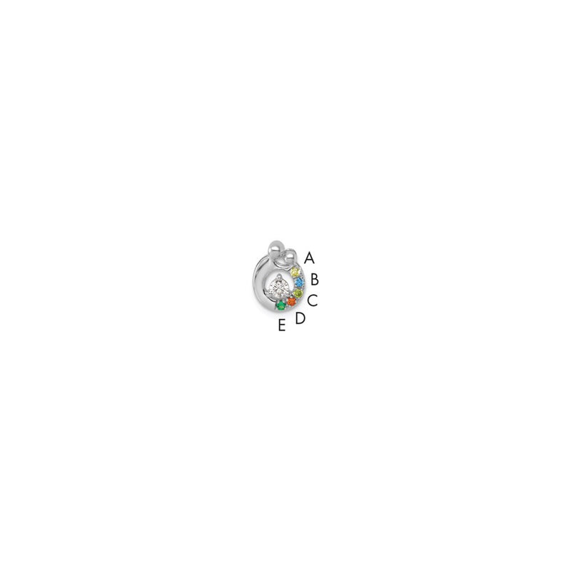 14K White Gold Wg 5 Synthetic Birthstone and Dia. Mother/child Chain Slide