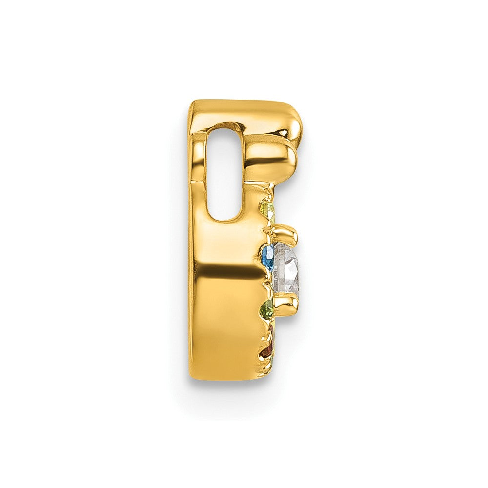 14K Yellow Gold 5 Birthstone and Dia Mother/child Chain Slide Semi-Mount