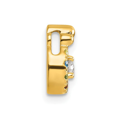 14K Yellow Gold 5 Birthstone and Dia Mother/child Chain Slide Semi-Mount