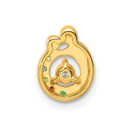 14K Yellow Gold 5 Genuine Birthstone and Dia. Mother/child Chain Slide