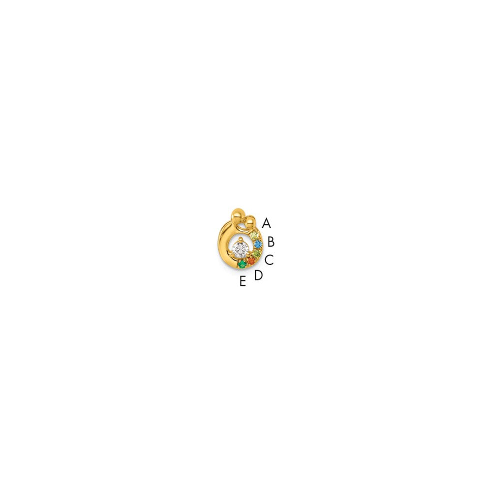 14K Yellow Gold 5 Birthstone and Dia Mother/child Chain Slide Semi-Mount