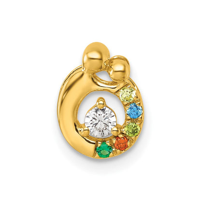 14K Yellow Gold 5 Synthetic Birthstone and Dia. Mother/child Chain Slide