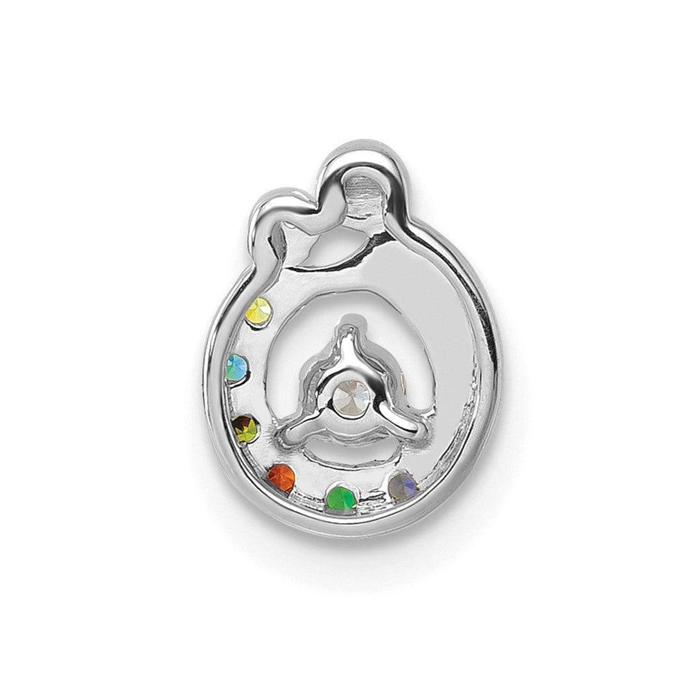 14K White Gold Wg 6 Genuine Birthstone and Dia. Mother/child Chain Slide