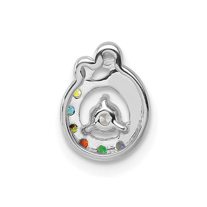 14K White Gold Wg 6 Genuine Birthstone and Dia. Mother/child Chain Slide