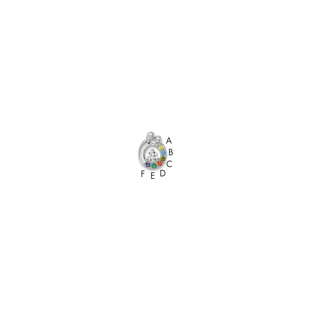 14K White Gold Wg 6 Genuine Birthstone and Dia. Mother/child Chain Slide