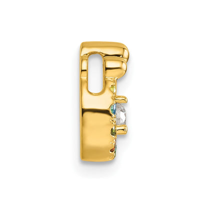 14K Yellow Gold 6 Synthetic Birthstone and Dia. Mother/child Chain Slide
