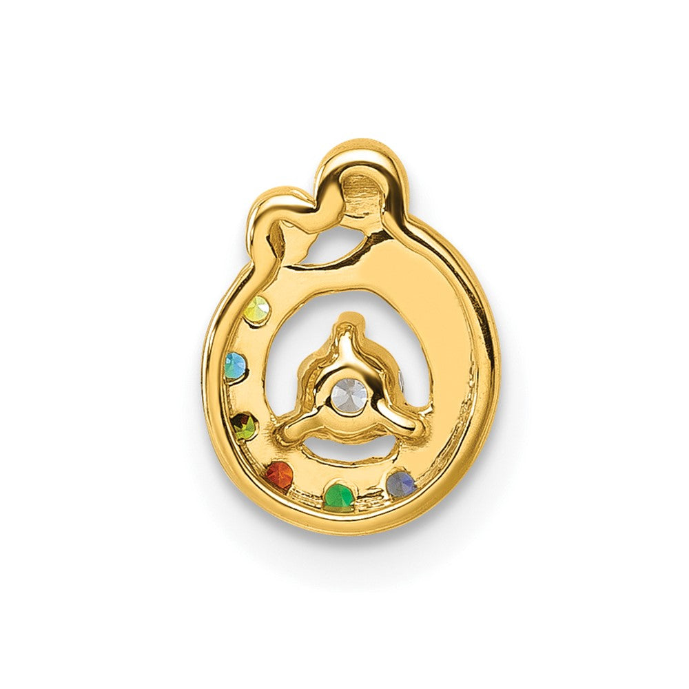 14K Yellow Gold 6 Birthstone and Dia. Mother/child Chain Slide Semi-Mount