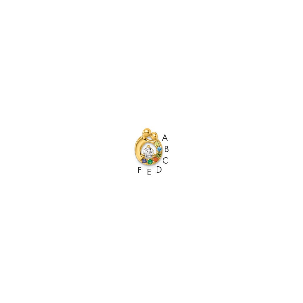14K Yellow Gold 6 Birthstone and Dia. Mother/child Chain Slide Semi-Mount