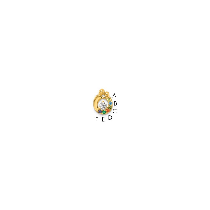 14K Yellow Gold 6 Birthstone and Dia. Mother/child Chain Slide Semi-Mount