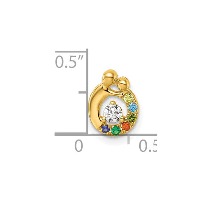 14K Yellow Gold 6 Synthetic Birthstone and Dia. Mother/child Chain Slide