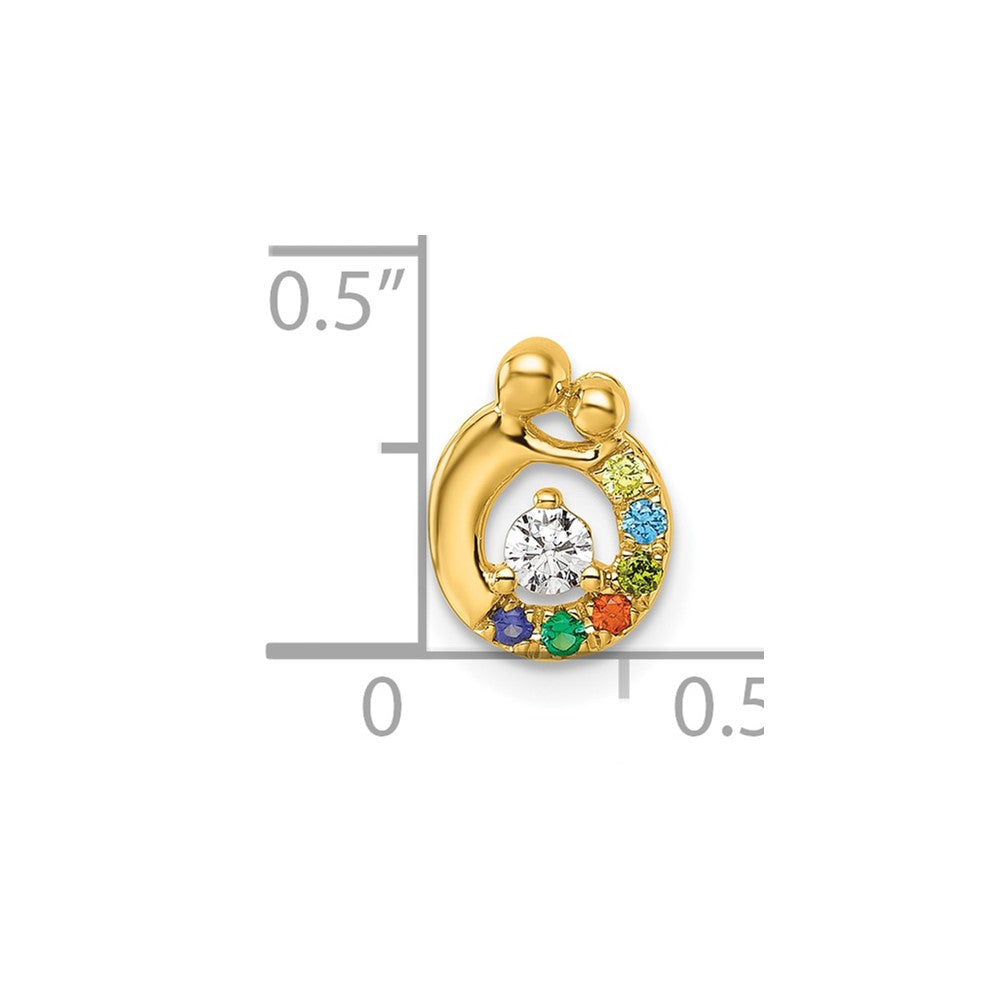 14K Yellow Gold 6 Genuine Birthstone and Dia. Mother/child Chain Slide