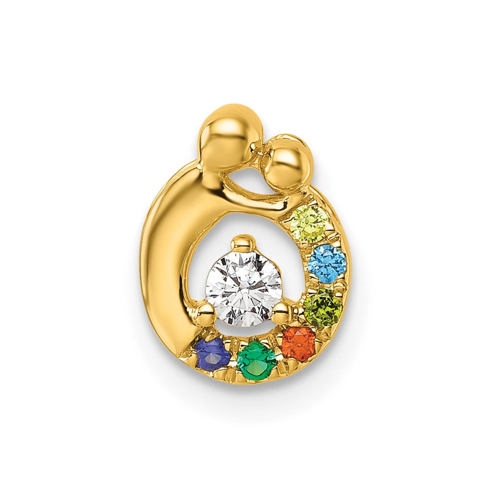 14K Yellow Gold 6 Birthstone and Dia. Mother/child Chain Slide Semi-Mount