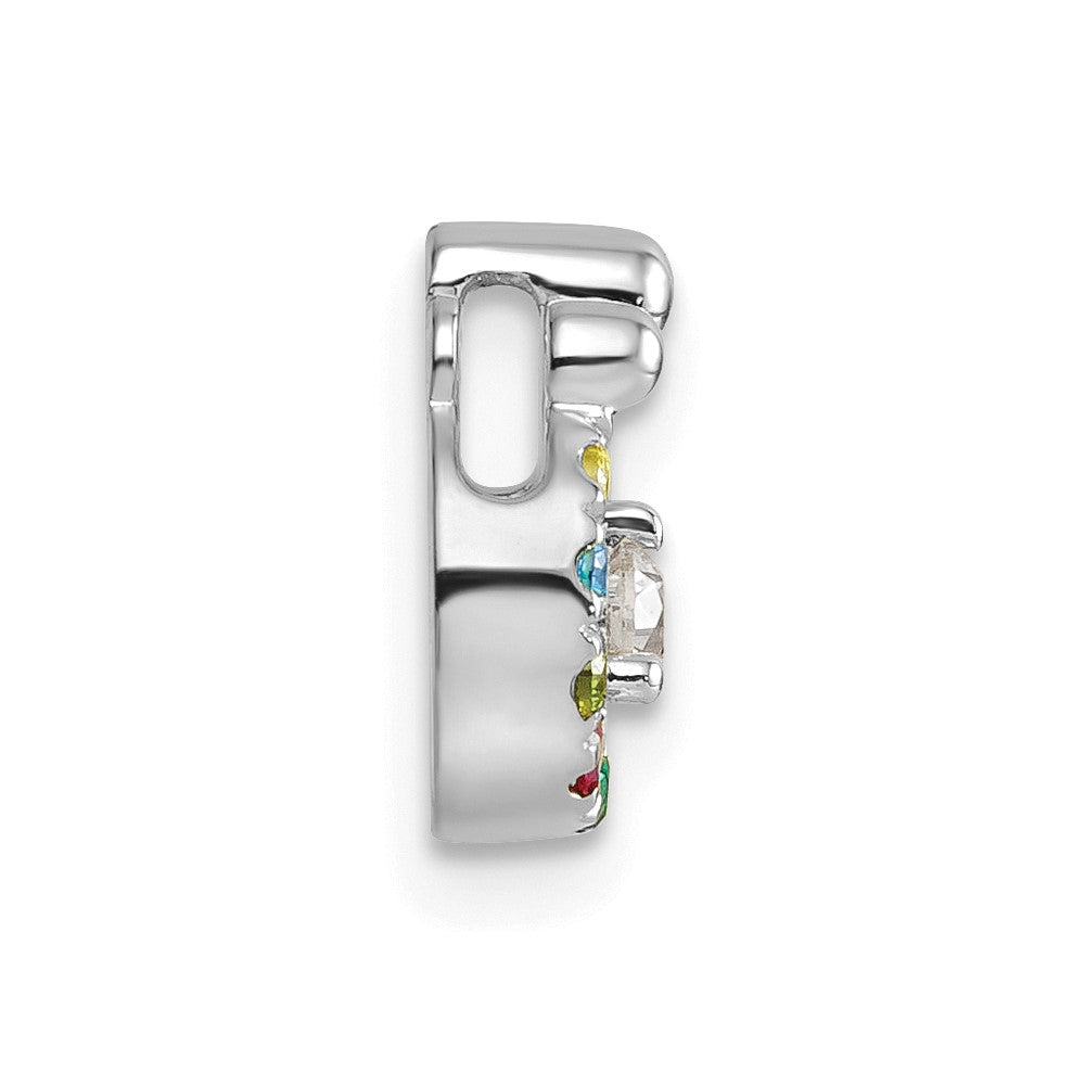 14K White Gold Wg 7 Birthstone and Dia Mother/child Chain Slide Semi-Mount