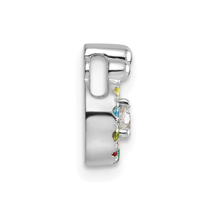 14K White Gold Wg 7 Genuine Birthstone and Dia. Mother/child Chain Slide