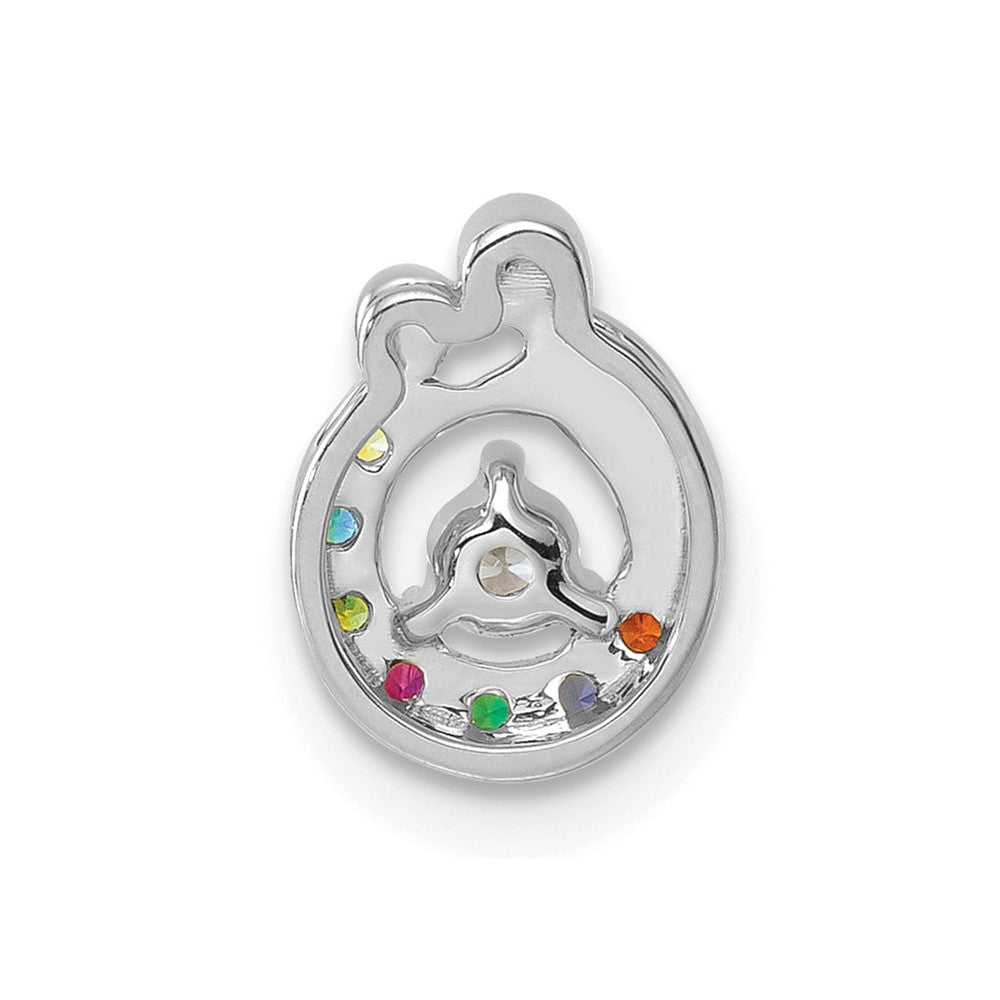 14K White Gold Wg 7 Birthstone and Dia Mother/child Chain Slide Semi-Mount