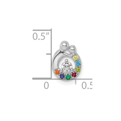 14K White Gold Wg 7 Genuine Birthstone and Dia. Mother/child Chain Slide