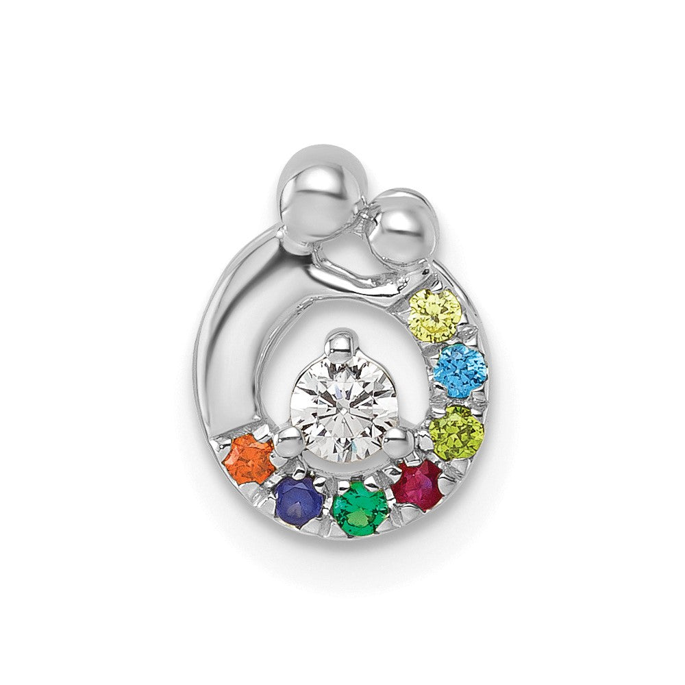 14K White Gold Wg 7 Birthstone and Dia Mother/child Chain Slide Semi-Mount