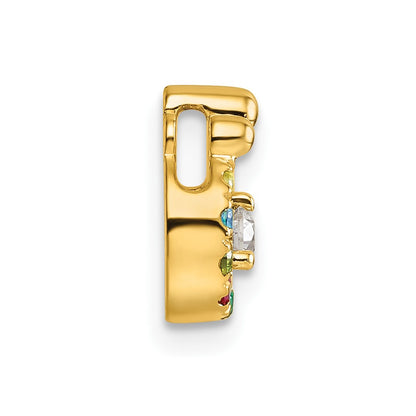 14K Yellow Gold 7 Birthstone and Dia Mother/child Chain Slide Semi-Mount