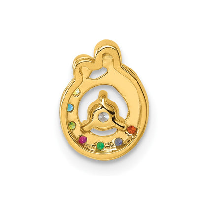 14K Yellow Gold 7 Birthstone and Dia Mother/child Chain Slide Semi-Mount