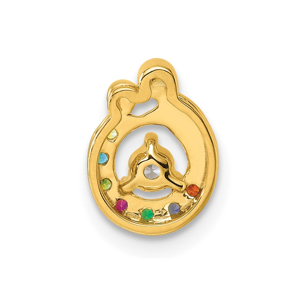 14K Yellow Gold 7 Genuine Birthstone and Dia. Mother/child Chain Slide