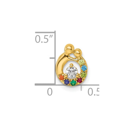 14K Yellow Gold 7 Birthstone and Dia Mother/child Chain Slide Semi-Mount