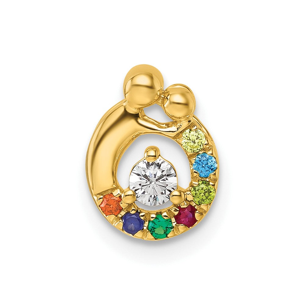 14K Yellow Gold 7 Birthstone and Dia Mother/child Chain Slide Semi-Mount