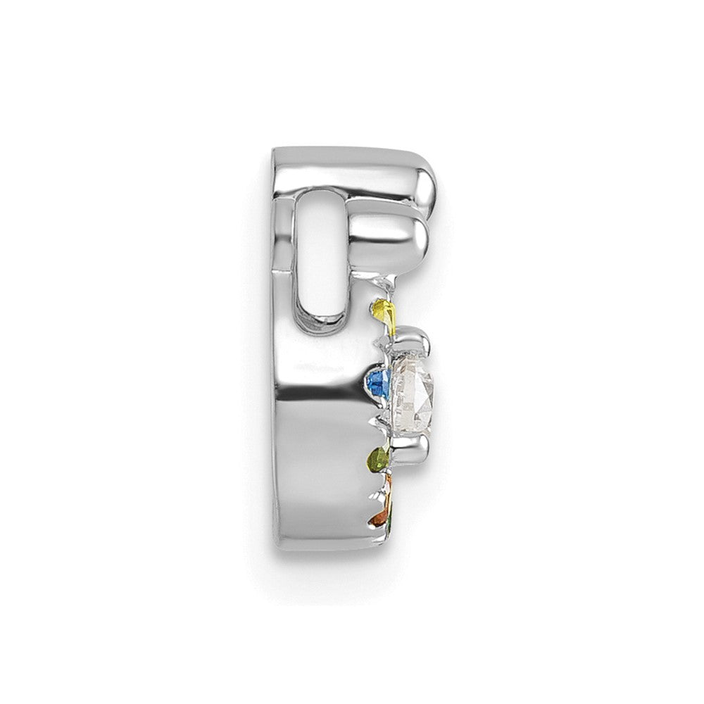 14K White Gold Wg 8 Genuine Birthstone and Dia. Mother/child Chain Slide