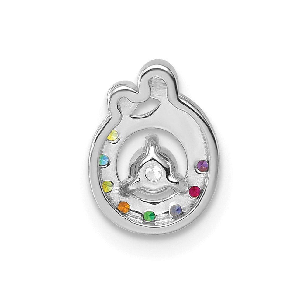 14K White Gold Wg 8 Synthetic Birthstone and Dia. Mother/child Chain Slide
