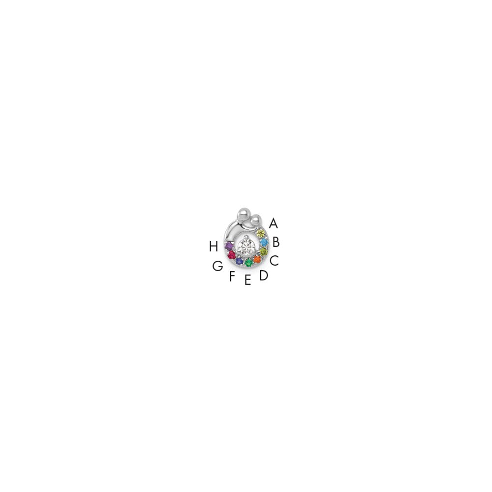 14K White Gold Wg 8 Birthstone and Dia Mother/child Chain Slide Semi-Mount