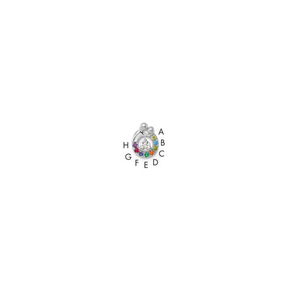 14K White Gold Wg 8 Birthstone and Dia Mother/child Chain Slide Semi-Mount