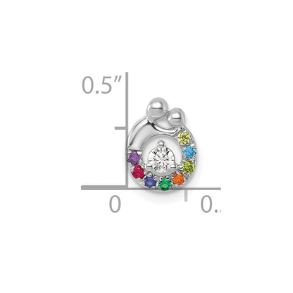 14K White Gold Wg 8 Genuine Birthstone and Dia. Mother/child Chain Slide