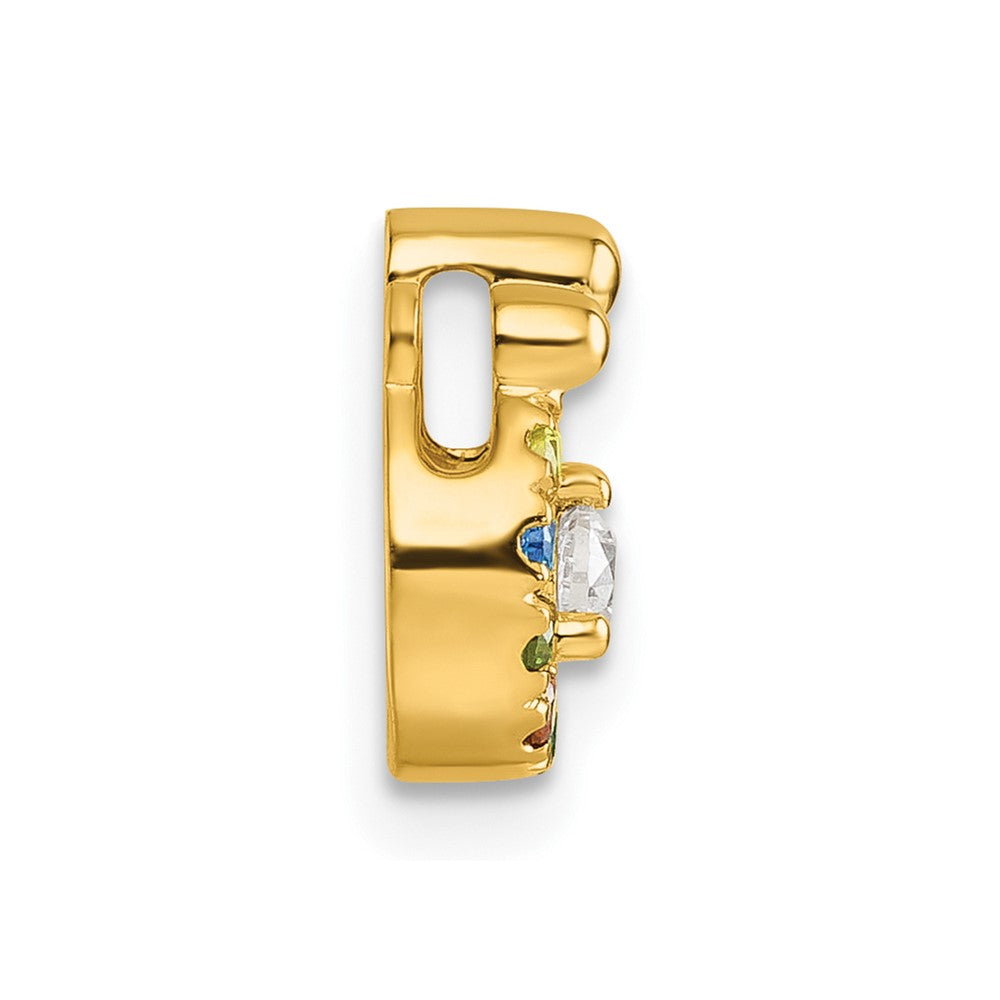 14K Yellow Gold 8 Birthstone and Dia Mother/child Chain Slide Semi-Mount