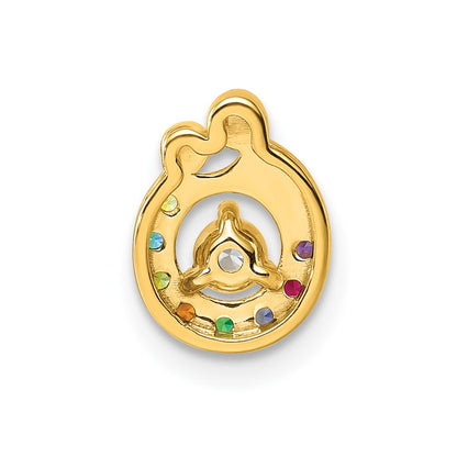 14K Yellow Gold 8 Birthstone and Dia Mother/child Chain Slide Semi-Mount