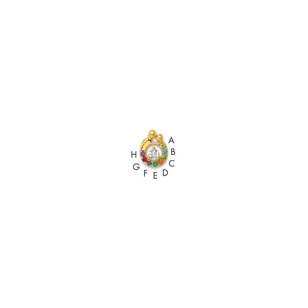 14K Yellow Gold 8 Birthstone and Dia Mother/child Chain Slide Semi-Mount